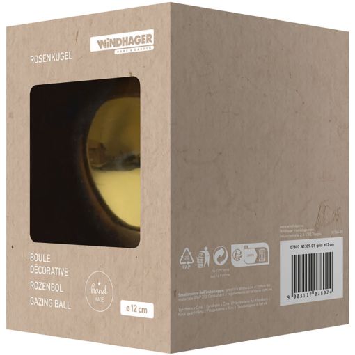 Windhager Rosenkugel handgeblazen verSpiegeld goud 2