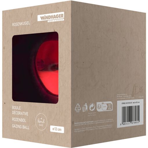 Windhager Rosenkugel mondgeblazen versilvert rood 2