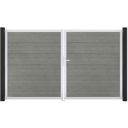 GroJa Doppeltor BasicLine PVC-Steekzaun Grey 2