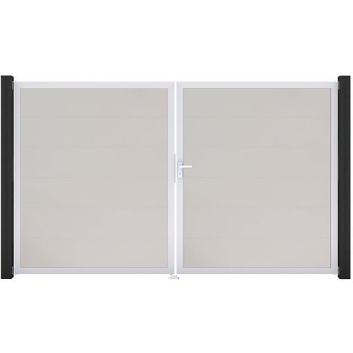 GroJa Doppeltor BasicLine PVC-steekzaun wit 2