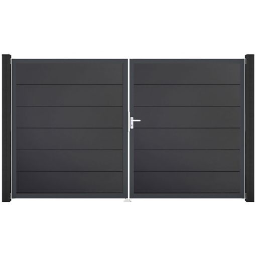 GroJa Doppeltor BasicLine PVC-steekzaun antraciet 2