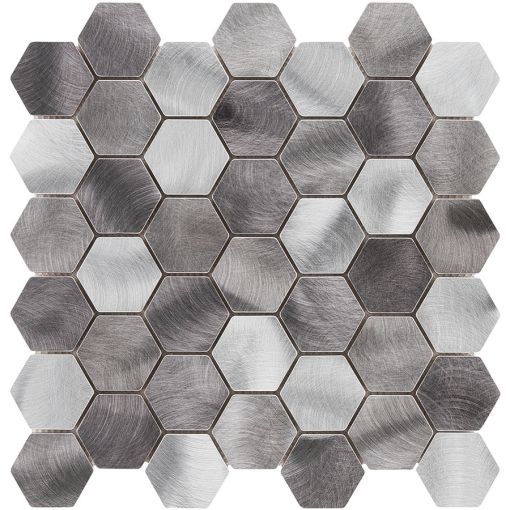 Wellker Metaalmozaïek Silver Hexagon 30x30 2