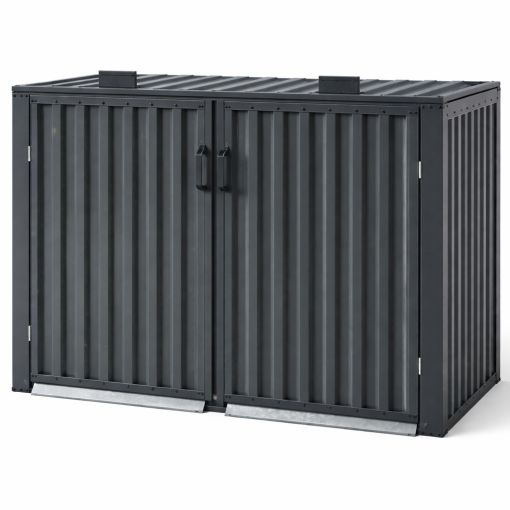 Wellker afvalcontainerkast 2-vaks metaal antraciet 2