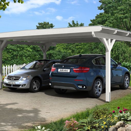 Skan Holz Dubbelcarport Odenwald Wit 2