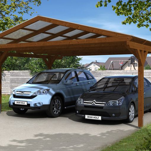 Skan Holz dubbelcarport Westerwald Nussbaum 2