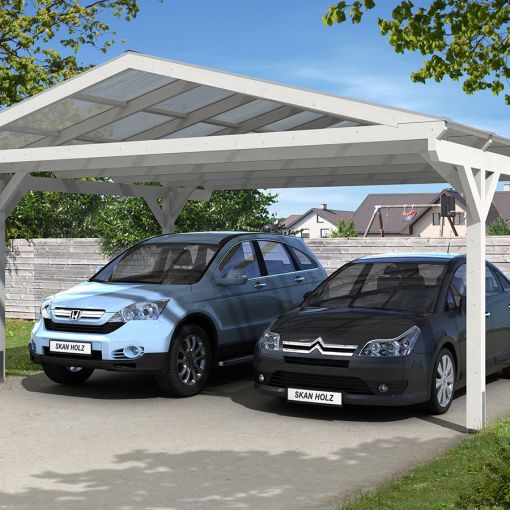 Skan Holz Dubbelcarport Westerwald Wit 2