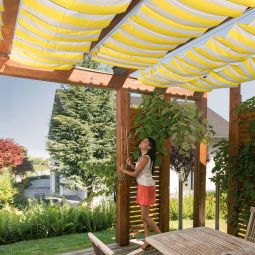 Windhager zonnezeil-spantechniek Geel/Wit 4