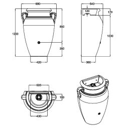 Regenton Antiek Muur-Amphore 260 L, 3