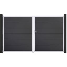 GroJa Doppeltor BasicLine PVC-steekzaun antraciet 5
