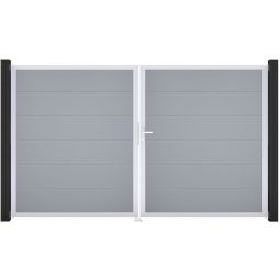 GroJa Doppeltor BasicLine PVC-steekzaun Zilvergrijs 3