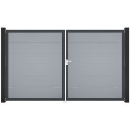 GroJa Doppeltor BasicLine PVC-steekzaun Zilvergrijs 4