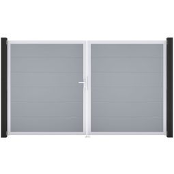 GroJa Doppeltor BasicLine PVC-steekzaun Zilvergrijs 5
