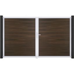 GroJa Doppeltor Solid Steekzaun Walnoot 3