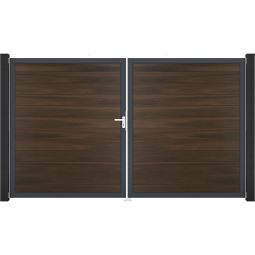 GroJa Doppeltor Solid Steekzaun Walnoot 5