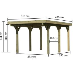 Karibu Enkelvoudige carport Classic afdak 5