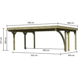 Karibu dubbelcarport Classic met ronde 4