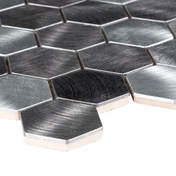 Wellker Metaalmozaïek Silver Hexagon 30x30 3
