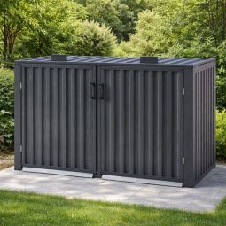 Wellker afvalcontainerkast 2-vaks metaal antraciet 4