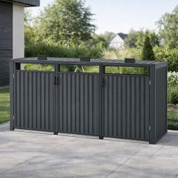 Wellker afvalcontainerkast 3-vaks metaal antraciet 4
