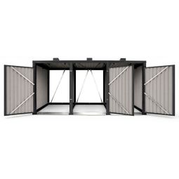 Wellker afvalcontainerkast 3-vaks metaal antraciet 3