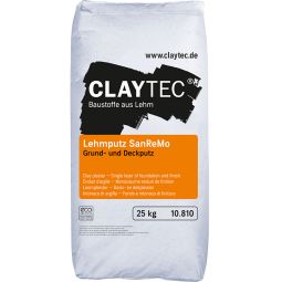 ClayTec leimspaachtel SanReMo, DROOG Grond- en afwerkingspleister voor alle fijne ClayTec-leemafwerkingspleister