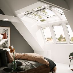 VELUX dakraam lichtoplossing PANORAMA kunststof THERMO wit 3x2 ramen MK 06, 2-voudig standaardbeglazing, ESG buiten, VSG binnen