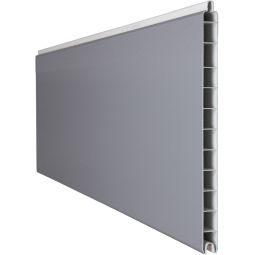 GroJa BasicLine Premium PVC-steekzaun schutting zilvergrijs enkel profiel zichtscherm lamellenomheining Uit hoogwaardig kunststof, verfraaid met pvc-decoratiefolie, veel combinatiemogelijkheden, 180x28,4x1,9 cm
