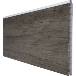 GroJa BasicLine Premium PVC-steekzaun schutting Monument Oak enkelprofiel privacy Lamellenhek Uit hoogwaardig kunststof, verrijkt met PVC-decoratiefolie, veel combinatiemogelijkheden, 180x28,4x1,9 cm