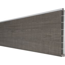 GroJa BasicLine smal PVC-steekzaun schutting Grey Ash Cut Enkelprofiel privacyscherm lamellenhek Hoogwaardig kunststof verfijnd met pvc-folie, veel combinatiemogelijkheden, 180x15x1,9 cm