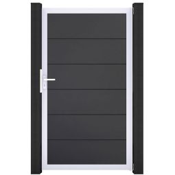 GroJa Enkel poort BasicLine PVC-steekzaun Antraciet Buitengewone stabiliteit en duurzaamheid, aluminium frame met pvc-vullingen 100x180x4 cm groot