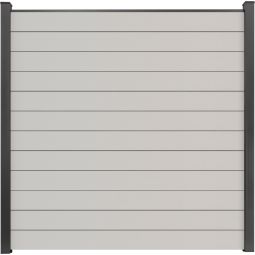 GroJa BasicLine smal PVC-steekzaun schutting wit zichtscherm lamellenschutting Bouwsysteem uit 12 smalle vullingen, staalversterkingen, afwerkingsprofiel en 2 afstandsstukken, 180x180x1,9 cm