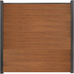 GroJa BasicLine smal PVC-steekzaun schutting Golden Oak privacyscherm lamellenhek Bouwset bestaande uit 12 smalle vullingen, staalversterkingen, afwerkingsprofiel en 2 distantiestukken, 180x180x1,9 cm