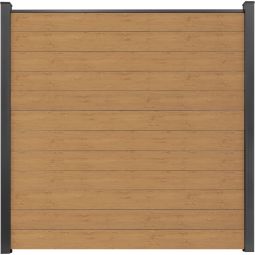 GroJa BasicLine schmall PVC-steekzaun privacymat Eikenhout natuurlijk zichtscherm lamellenomheining Bouwset uit 12 smalle vullingen, staalversterkingen, afwerkingsprofiel en 2 afstandsstukken, 180x180x1,9 cm