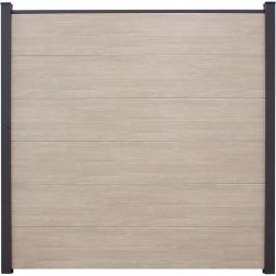 GroJa BasicLine PVC-steekzaun schutting Sheffield Oak light privacyscherm lamellenomheining PVC-gefoldeerde profielen, bouwsysteem inclusief afstukstukken & afwerkingsprofiel, 180x180x1,9 cm