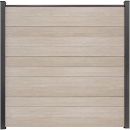 GroJa BasicLine smal PVC-steekzaun privacyhek Sheffield Oak zichtscherm lamellenomheining Bouwsysteem uit 12 smalle vullingen, staalversterkingen, afwerkingsprofiel en 2 afstandsstukken, 180x180x1,9 cm