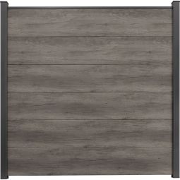 GroJa BasicLine PVC-steekzaun Schutting Sichtschutz Lamellenzaun Monument Oak Zichtschutzlatten PVC-beklede profielen, bouwsysteem inclusief afstandsstukken & afwerkingsprofiel, 180x180x1,9 cm