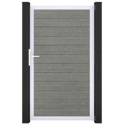 GroJa Einzelpoort BasicLine smal PVC-steekzaun Grey Ash Cut Veelzijdigheid in de kleurkeuze, aluminium frame, stabiel en duurzaam, 100x180x4 cm groot