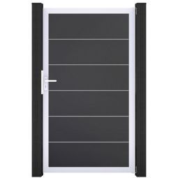 GroJa Individuele poort BasicLine Premium PVC-steekzaun Antraciet Hochwaardig aluminium frame, veelvoudige kleurkeuze, afmeting van 100x180x4 cm