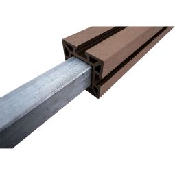 GroJa BPC-steekzaun-poortpaal incl. kap Terra 10x10 cm dik, 3-zijdig gelengd, stalen kern, inclusief paalkapje, voor het inbeton of opschroeven