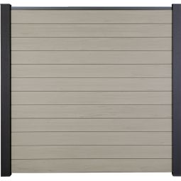 GroJa Solid Steekzaun Schutting Bi-Color Zand Zichtscherm Steekzaun Lamellenomheining Bouwsysteem uit 12 vullingen, 180x180x1,9 cm, inclusief afwerkingsprofiel en afstandsstuk-set