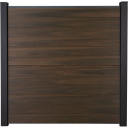GroJa Solid Steekzaun Schutting Walnuss co-geëxtrudeerd Zichtscherm Steekzaun Lamellenomheining Bouwsysteem met 12 vullingen, 180x180x1,9 cm, inclusief afwerkingsprofiel en afstandsstuk-set