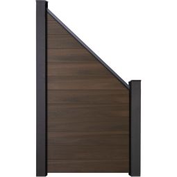 GroJa Solid Steekzaun Schutting Walnuss co-extrudeerd Aansluiting Zichtscherm Steekzaun Lamellenomheining Bouwset van 12 vullingen, 90x180/90x1,9 cm, inclusief afwerkingsprofiel en afstandstukset