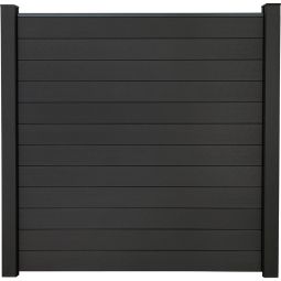 GroJa Solid steekzaun privacy hek antracietgrijs privacyscherm steekzaun lamellenomheining Bouwsysteem uit 12 vullingen, 180x180x1,9 cm, inclusief afwerkingsprofiel en afstandsstuk-set