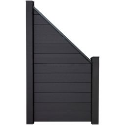 GroJa Solid Steekzaun Schutting Aansluiting Antracietgrijs Zichtscherm Steekzaun Lamellenomheining Bouwsysteem uit 12 vullingen, 90x180/90x1,9 cm, inclusief afwerkingsprofiel en afstandsstuk-set