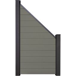 GroJa Solid Steekzaun Schutting Aansluiting Grijs Zichtscherm Steekzaun Lamellenomheining Bouwsysteem uit 12 vullingen, 90x180/90x1,9 cm, inclusief afwerkingsprofiel en afstandsstuk-set