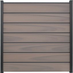 GroJa Solid Grande Premium steekzaun schutting Bi-Color co-geëxtrudeerd zichtscherm steekzaun lamellenomheining Bouwsysteem met 7 vullingen en 6 pilasters, afstandsstuk-set en afwerkingsprofiel, 180x180x1,9 cm