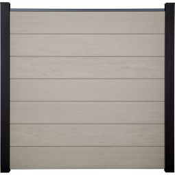 GroJa Solid Grande Steekzaun Schutting Bi-Color Zand Zichtscherm Steekzaun Lamellenomheining Bouwset met 7 vullingen, 180x180x1,9 cm, inclusief afstandsstuk-set en afwerkingsprofiel