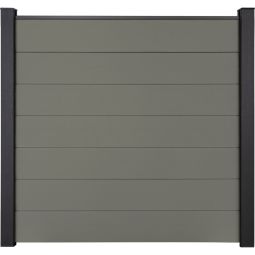 GroJa Solid Grande Steekzaun Schutting Grijs Zichtscherm Steekzaun Lamellenomheining Bouwsysteem met 7 vullingen, 180x180x1,9 cm, inclusief afstandsset en afwerkingsprofiel