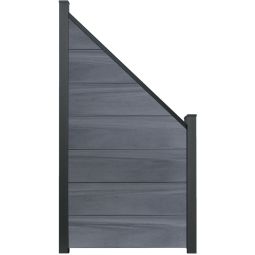 GroJa Solid Grande steekzaun schutting Steengrijs co-geëxtrudeerd aansluiting zichtscherm steekzaun lamellenomheining Bouwsysteem met 7 vullingen, 90x180/90x1,9 cm, inclusief afstandsstuk-set en afwerkingsprofiel
