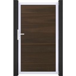 GroJa Enkelpaal Solid Grande steekzaun Walnoot co-geëxtrudeerd Elegant design, geanodiseerd alu-frame, co-geëxtrudeerde houtcomposiet-profielen, individuele maatwerk mogelijk